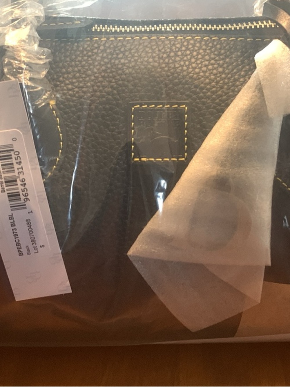 Dooney & Bourke Black Crossbody Bag with Yellow Stitching